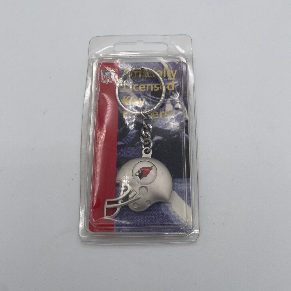 VTG Arizona Cardinals NFL Metal Chrome Football Helmet Keychain NEW